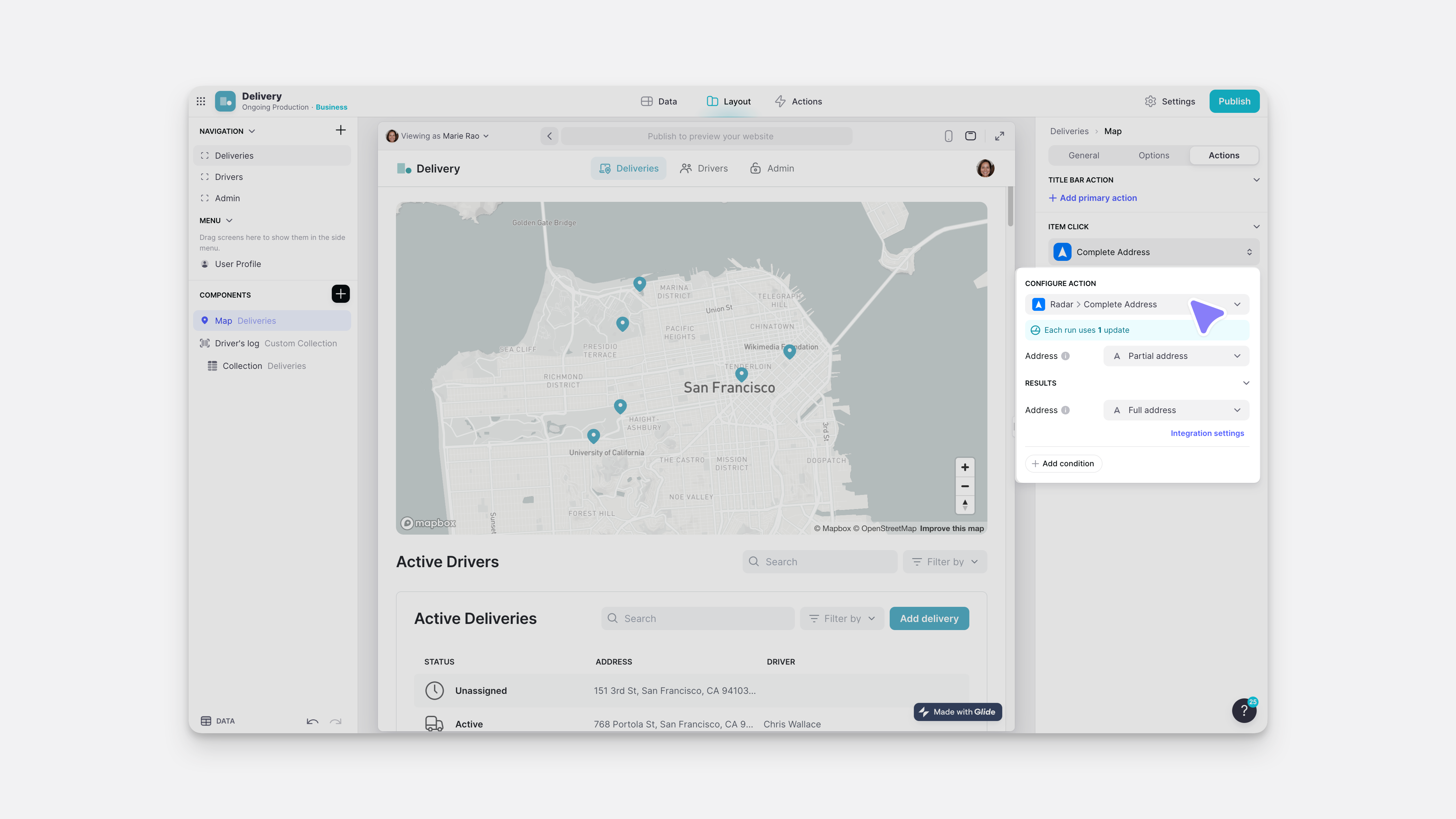Configuring the Complete Address Action